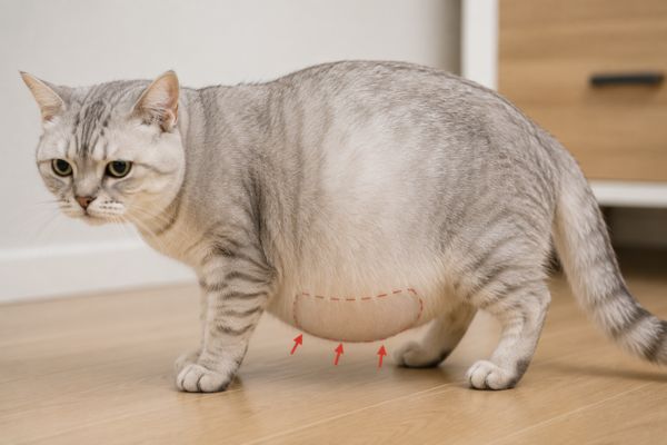 Bụng mèo bị bí tiểu căng cứng và phình to
