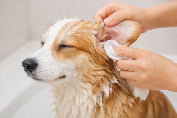 Vùng tai dễ bị bỏ sót khi tắm cho chó