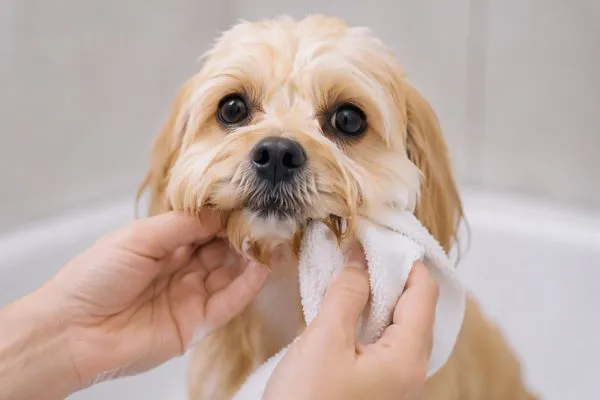 Cặn bẩn dễ bám quanh cằm và miệng của cún