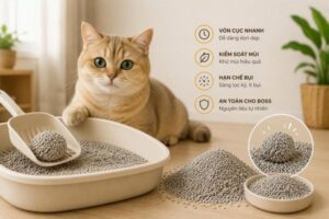 Cát đất sét Bentonite KimPaw hỗ trợ vón cục và kiểm soát mùi
