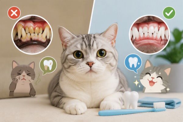 Đánh răng thường xuyên giúp mèo hạn chế mảng bám và bảo vệ răng miệng