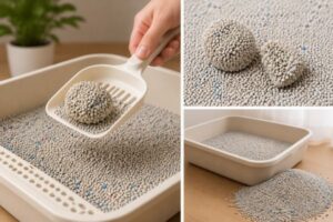 Khả năng vón cục của cát Bentonite giúp việc vệ sinh khay mèo thuận tiện hơn