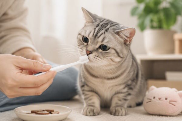Làm quen từng bước giúp mèo hợp tác hơn khi đánh răng