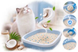 Cát mèo hương sữa dừa hỗ trợ kiểm soát mùi và dọn khay thuận tiện hơn