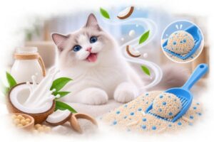 Cát mèo sữa dừa kết hợp hương thơm mới cùng công thức cát đậu nành mix đất sét