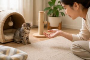Để mèo con chủ động làm quen với con người trong những ngày đầu