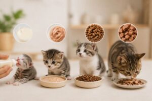 Mèo con ăn gì để đáp ứng nhu cầu dinh dưỡng theo độ tuổi