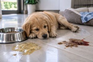 Chó con mệt mỏi với các biểu hiện rối loạn tiêu hóa