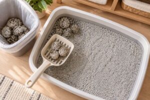 Vệ sinh khay cát hằng ngày giúp duy trì độ sạch