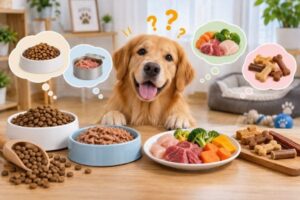 Thức ăn cho chó đa dạng từ hạt, pate đến thức ăn tươi